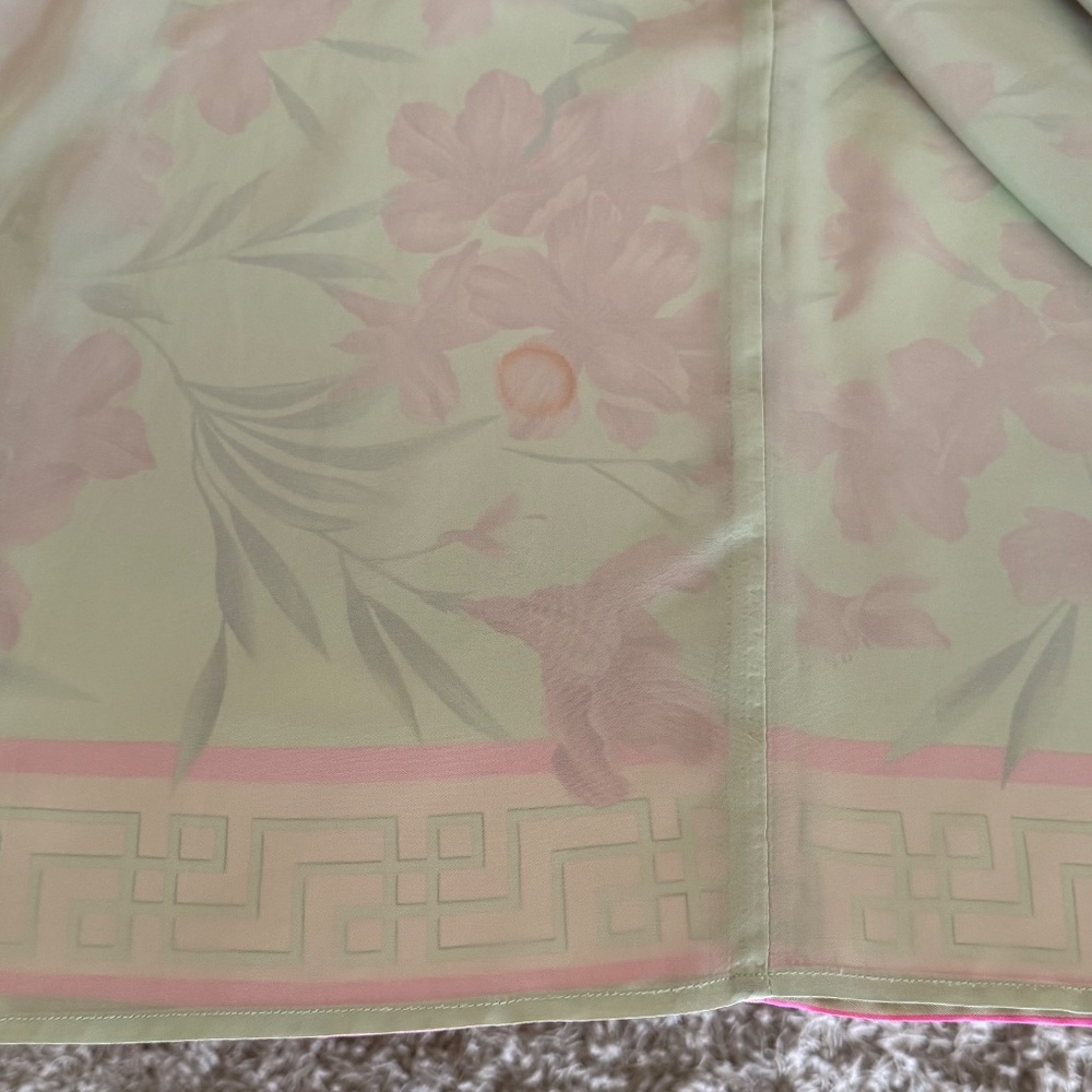 Vintage Oscar de la Renta 100% Silk Floral Maxi Skirt Size 10 A-Line High Waist - Picture 5 of 10